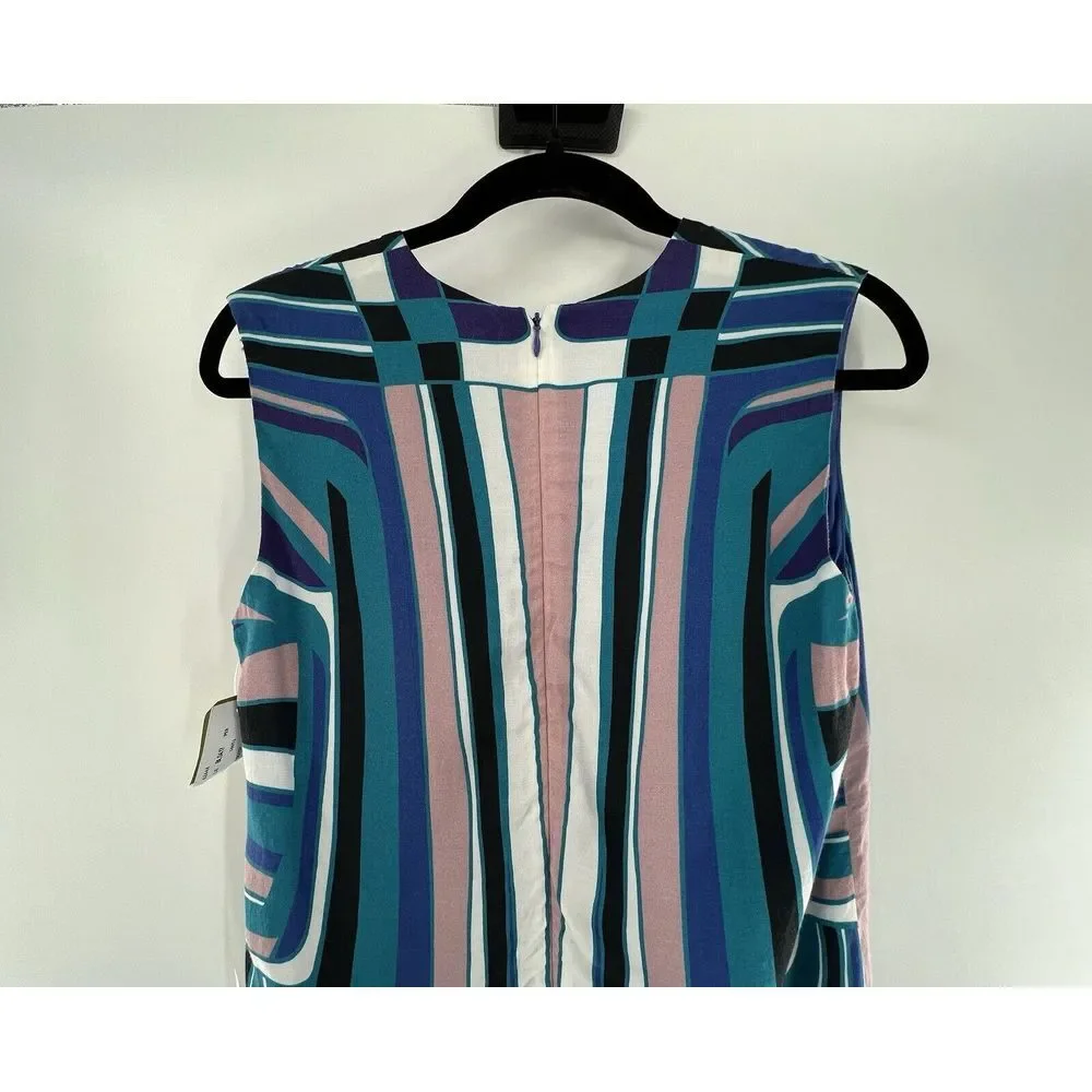 P Nicole Miller Artelier Blue Tribal Geometric Print Mini Sheath Dress Sz Petite - Picture 5 of 16